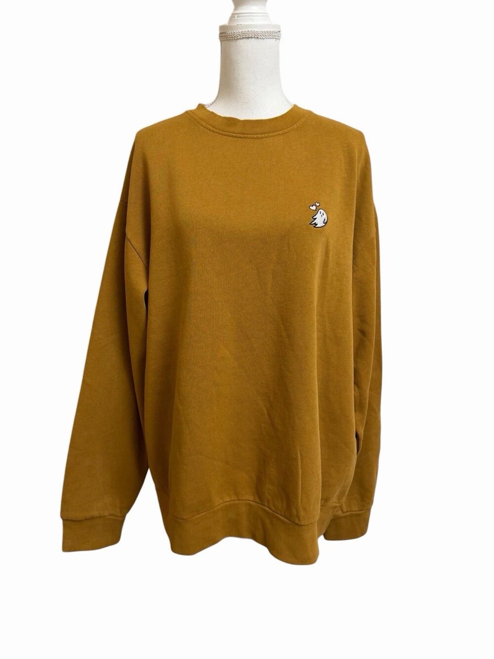 NWT Dalix Women's L  Heartly Ghost Heavyweight Relaxed Sweatshirt Peanut Tan NEW
